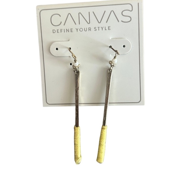 Canvas Jewelry New Silver and Yellow Earrings - Picture 1 of 1